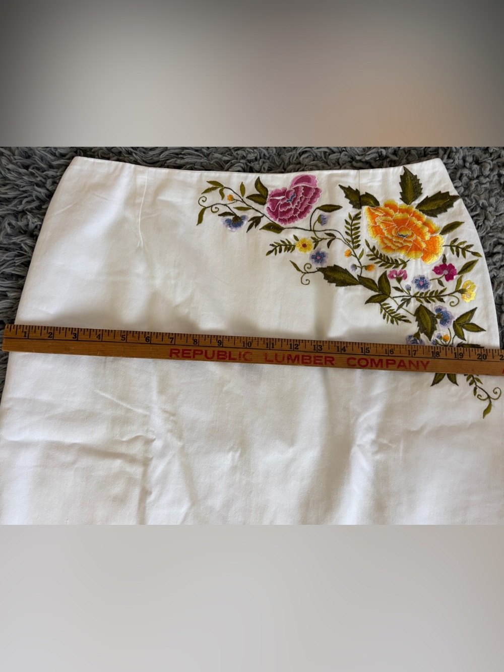 Retro Vintage Skirt Summer White Floral Embroidered Peter Nygard SZ 14 - Picture 8 of 10